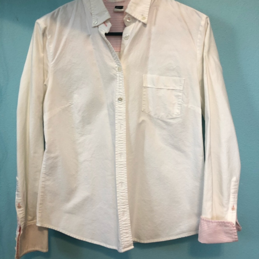J.crew Women’s cut white oxford with pink details